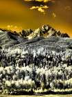 USA-Colorado Infrared of view of Mount Sneffels and Aspen trees Art Print